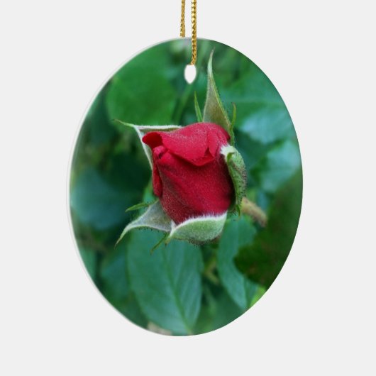 rode rosebud keramisch ornament (Rechts)