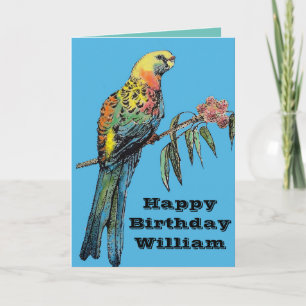 Rode Rosella Parrot Waterverf Birthday Kaart