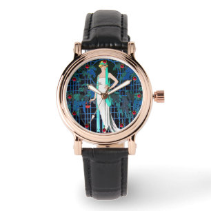 RODE ROSTERS IN DE NACHT, ART DECO BEAUTY MODE HORLOGE