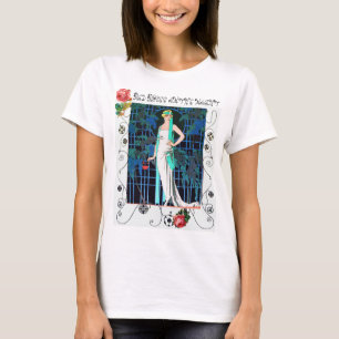 RODE ROSTERS IN DE NACHT, ART DECO BEAUTY MODE T-SHIRT