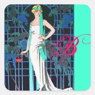 RODE ROSTERS IN DE NACHT, BEAUTY MODE MONOGRAM VIERKANTE STICKER