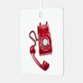 Rode Rotary-telefoon Metalen Ornament (Voorkant links)