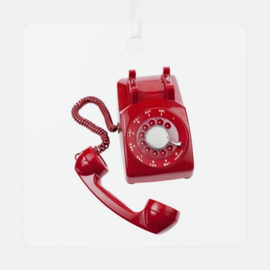 Rode Rotary-telefoon Metalen Ornament (Voorkant)