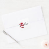 Rode Rotary-telefoon Vierkante Sticker (Envelop)