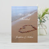 Rode Rots Hart op het Zandstrand Kaart (Staand voorkant)