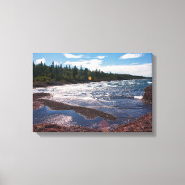 Rode rotskustlijn – Lake Superior, U.P. Canvas Afdruk