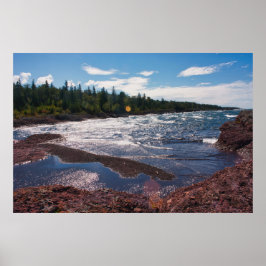 Rode rotskustlijn – Lake Superior, U.P. Poster
