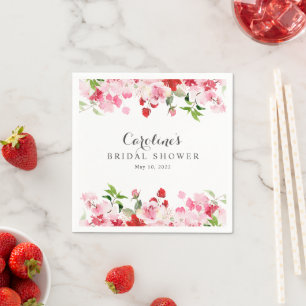 Rode Roze Aquarel Rozen Bruiloft Feest Servet