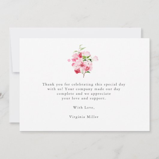 Rode Roze bedankkaart (Achterkant)