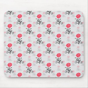 Rode Roze Bloem Stalk Patroon Design Muismat