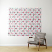 Rode Roze Bloem Stalk Patroon Design Wandkleed (In Situ (horizontaal))
