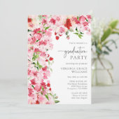 Rode Roze Bloemen Afstudeerfeest Kaart (Staand voorkant)