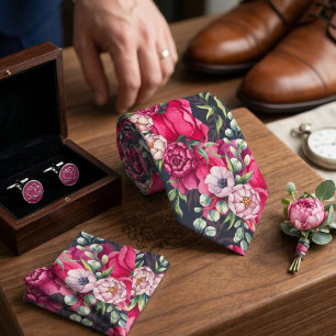 Rode Roze Bloemen Stropdas