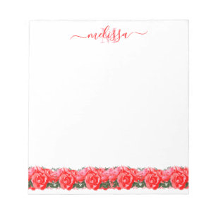 Rode roze bout van Rozen Monogram Notitieblok