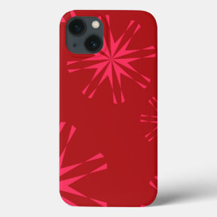 Rode, roze, coole trendmatige, moderne sterrenbloe iPhone 13 hoesje