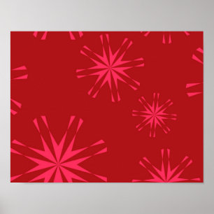 Rode, roze, coole trendmatige, moderne sterrenbloe poster