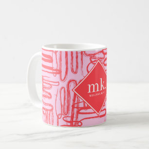 Rode Roze Curve Golflijn Abstract Persoonlijk Koffiemok