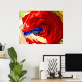 Rode roze en blauwe vogel poster (Thuiskantoor)