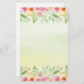  rode roze en gele Waterverf bloemen Briefpapier (Voorkant / Achterkant)