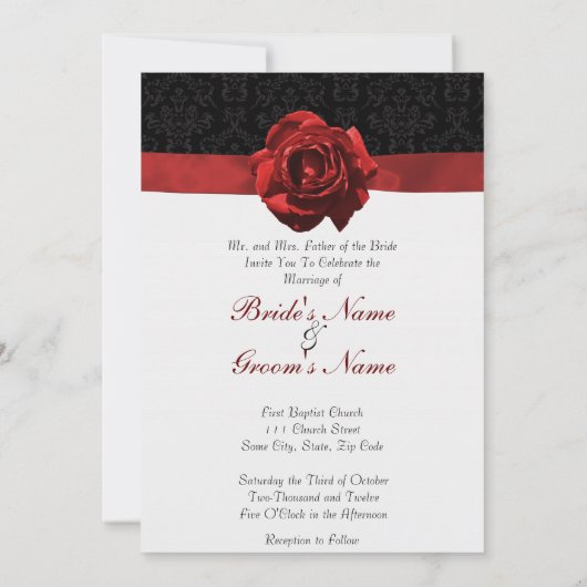 Rode roze en lint save the date (Achterkant)