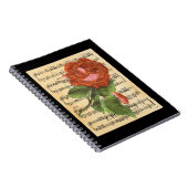  rode roze en muziek notitieboek (Rechterzijde)