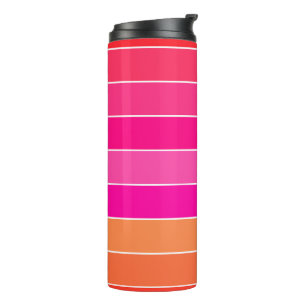 Rode, roze en Oranje strepen Thermosbeker