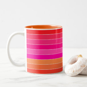 Rode, roze en Oranje strepen Tweekleurige Koffiemok