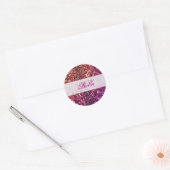 Rode roze en Paarse spaarpjes met glitter design Ronde Sticker (Envelop)