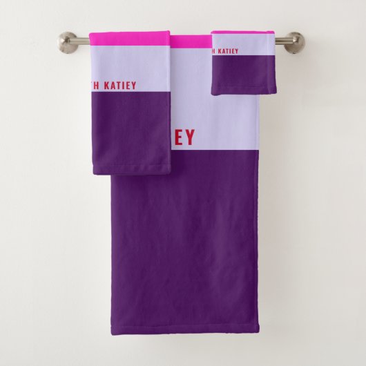 Rode, roze en Paarse streepjespatroon Bad Handdoek (Insitu)