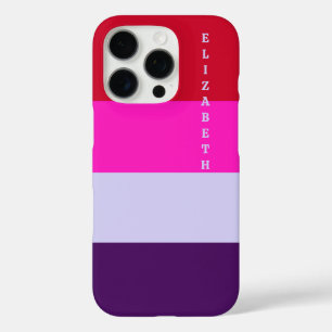 Rode, roze en Paarse streepjespatroon iPhone 16 Pro Hoesje