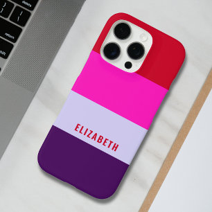 Rode, roze en Paarse streepjespatroon iPhone 16 Pro Hoesje