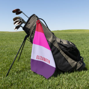 Rode, roze en Paarse streepjespatroon Golfhanddoek