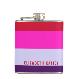 Rode, roze en Paarse streepjespatroon Heupfles