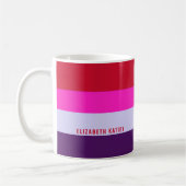 Rode, roze en Paarse streepjespatroon Koffiemok (Links)