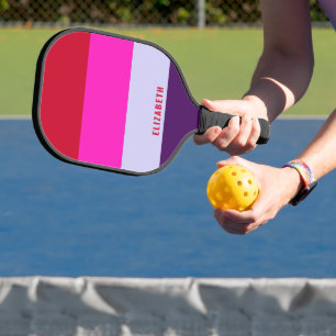 Rode, roze en Paarse streepjespatroon Pickleball Paddle