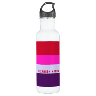 Rode, roze en Paarse streepjespatroon Waterfles