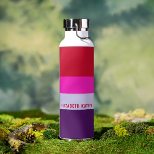 Rode, roze en Paarse streepjespatroon Waterfles