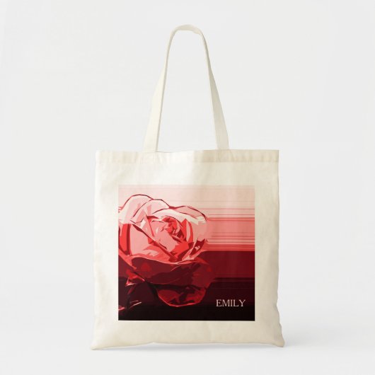 Rode roze en stropen tote bag (Voorkant)
