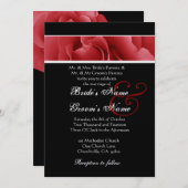 Rode roze en zwarte bruiloft kaart (Voorkant / Achterkant)