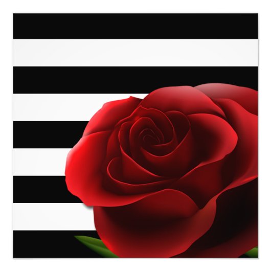 Rode roze en zwarte witte strepen foto afdruk (Voorkant)