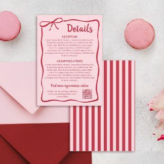 Rode Roze Golfijst Boog Huwelijksdetails Informatiekaartje
