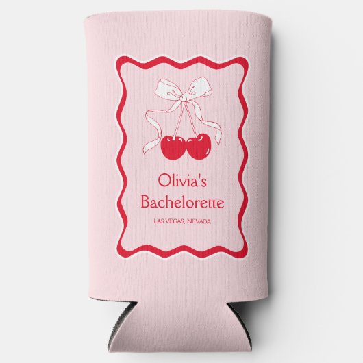 Rode Roze Golvende Kers Op Een Strik Verlovingsfee (Voorkant)