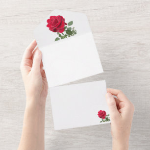 Rode roze - handbeschilderd all in one uitnodiging