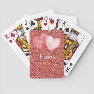 Rode Roze Hart Ballonnen Glitters  Pokerkaarten