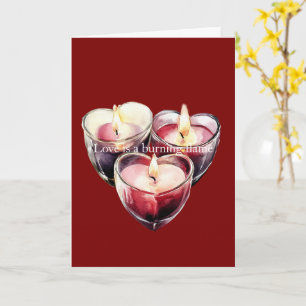 Rode Roze Hart Kaarsen Liefde is een vlam Kaart