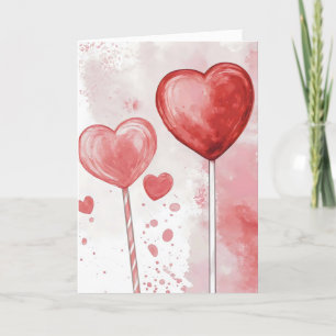 Rode roze hart lolly's feestdagen kaart