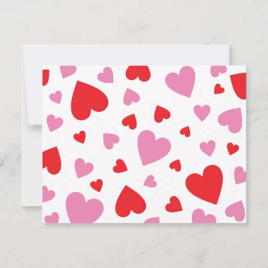 Rode & Roze Harten Mooie Meisjesachtige Valentijns Notitiekaartje (Achterkant)