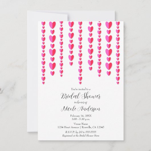 Rode Roze Harten Valentijn Bruids Shower Kaart (Voorkant)