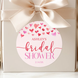 Rode Roze Harten Valentijn Bruiloft Feest Ronde Sticker