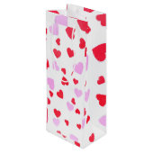 Rode roze harten wijn cadeautas (Achterkant Gekanteld)